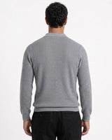 Sirmione Wave-Textured Open-Collar Knit Polo - Grey view 3