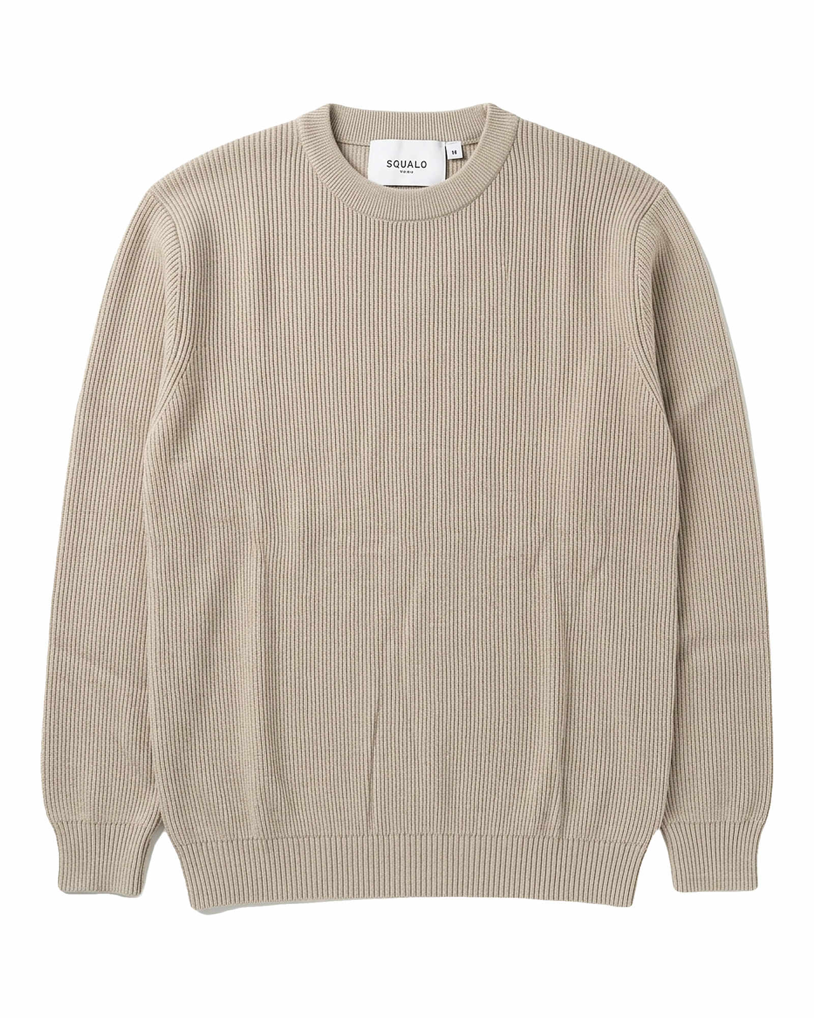 Verona Ribbed Mid-Weight Knit Crew - Beige