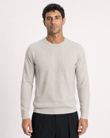 Verona Ribbed Mid-Weight Knit Crew - Beige view 1