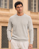 Verona Ribbed Mid-Weight Knit Crew - Beige view 2