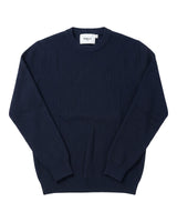 Verona Ribbed Mid-Weight Knit Crew - Navy view 4