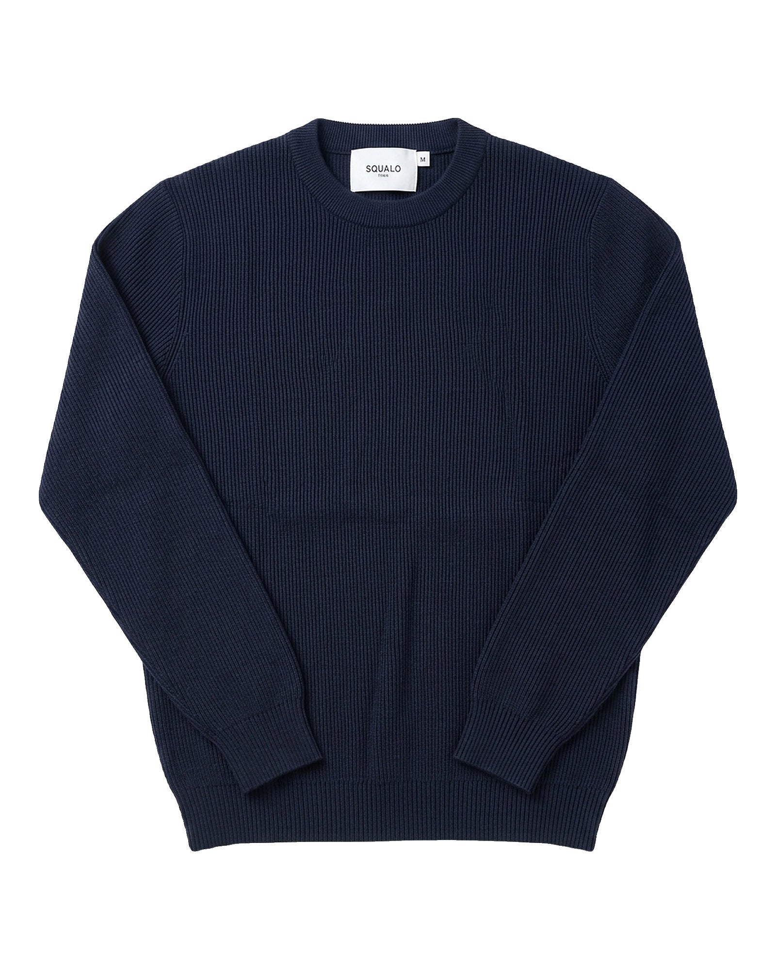 Verona Ribbed Mid-Weight Knit Crew - Navy