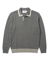 Tropea Tipped Open-Collar Knit Polo - Grey view 4