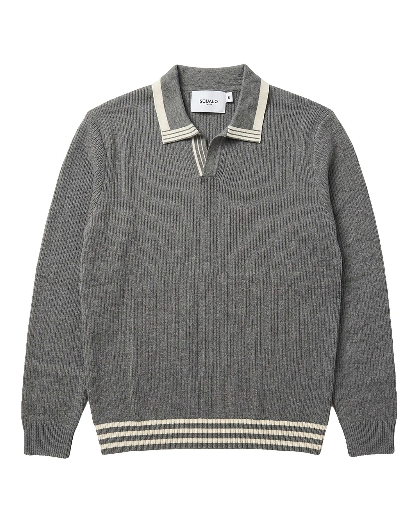Tropea Tipped Open-Collar Knit Polo - Grey