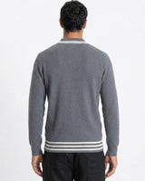 Tropea Tipped Open-Collar Knit Polo - Grey view 3