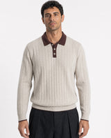 Portofino Tipped Contrast-Collar Knit Polo - Cream view 1