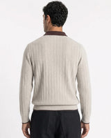 Portofino Tipped Contrast-Collar Knit Polo - Cream view 3