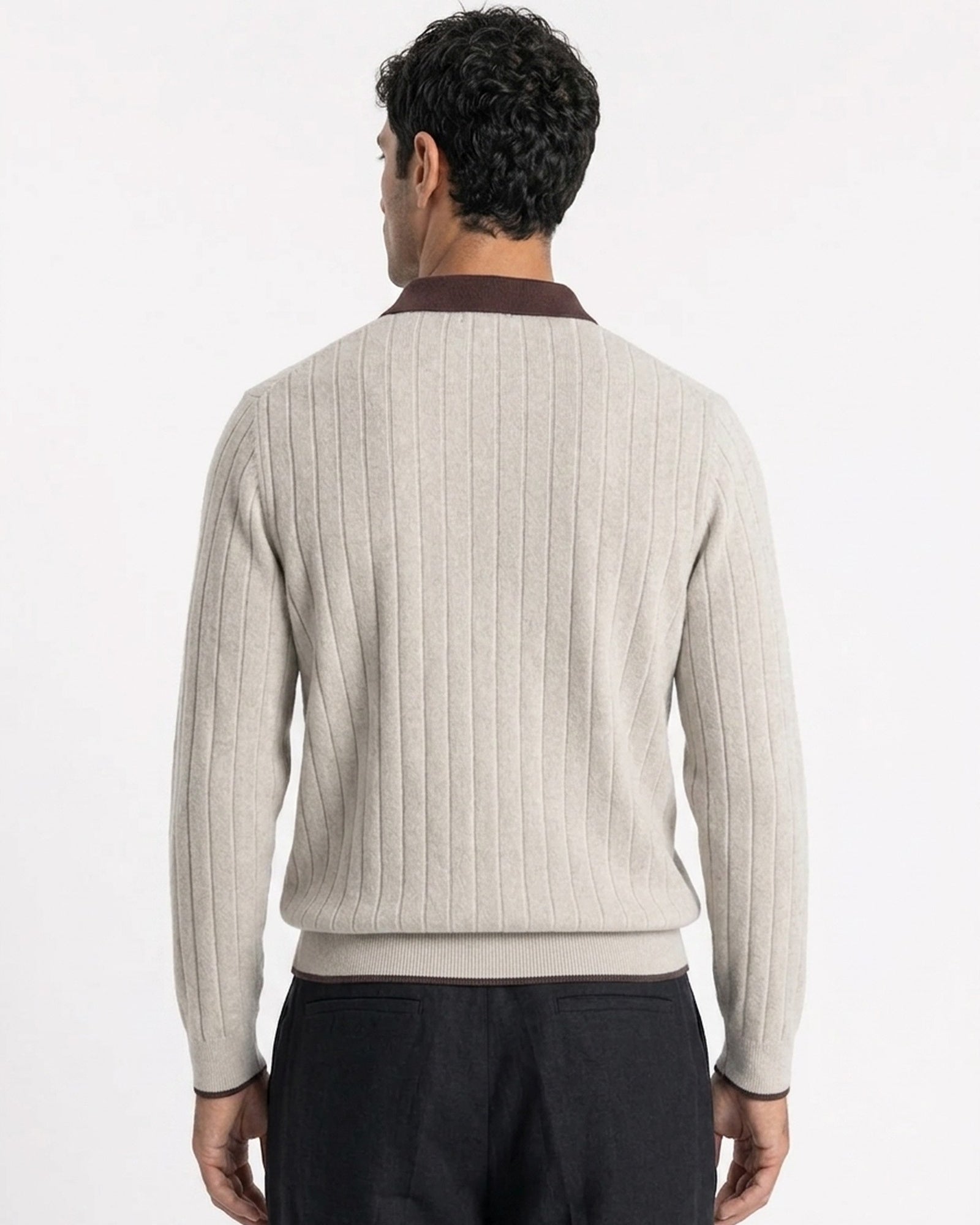 Portofino Tipped Contrast-Collar Knit Polo - Cream
