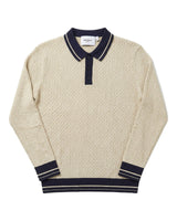 Taormina Contrast-Trim Ribbed Knit Polo - Beige view 4