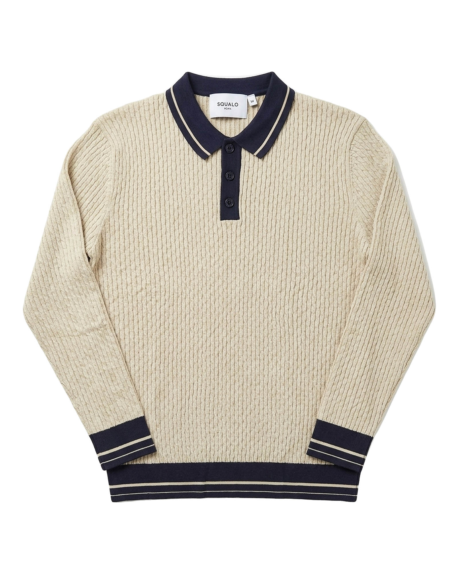 Taormina Contrast-Trim Ribbed Knit Polo - Beige