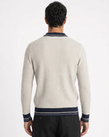Taormina Contrast-Trim Ribbed Knit Polo - Beige view 3