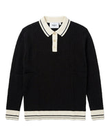 Taormina Contrast-Trim Ribbed Knit Polo - Black view 4
