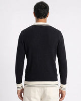 Taormina Contrast-Trim Ribbed Knit Polo - Black view 3