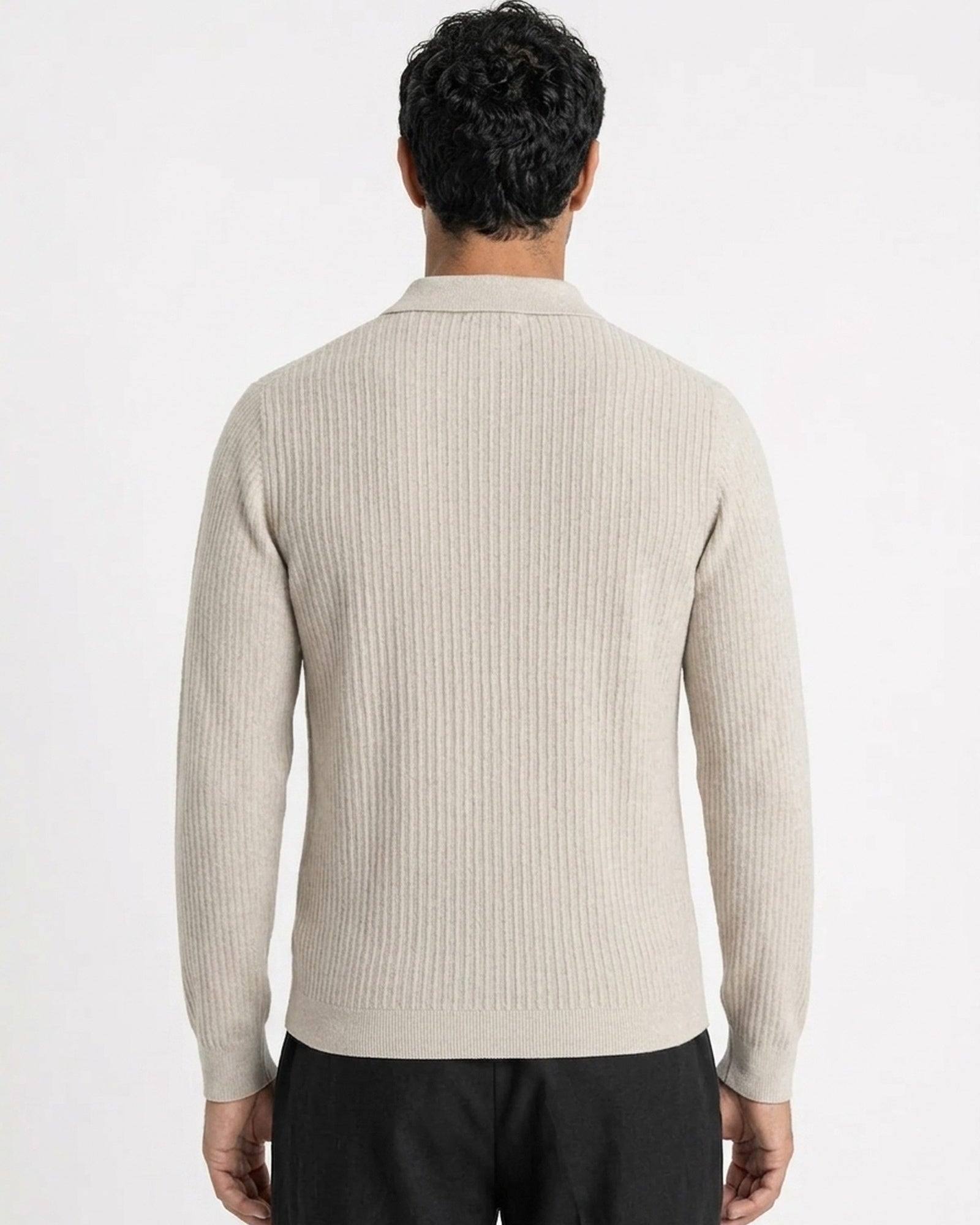 Bellagio Ribbed Button-Front Knit Cardigan - Cream