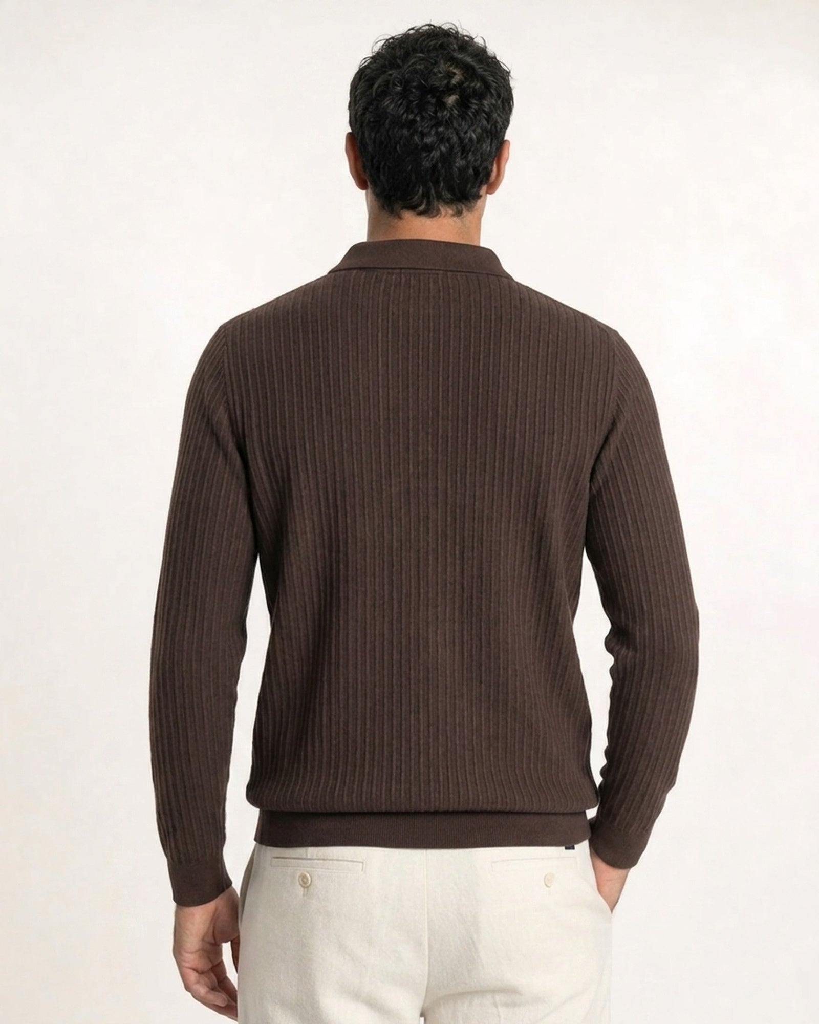 Bellagio Ribbed Button-Front Knit Cardigan - Espresso
