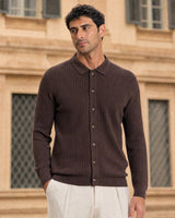 Bellagio Ribbed Button-Front Knit Cardigan - Espresso view 2