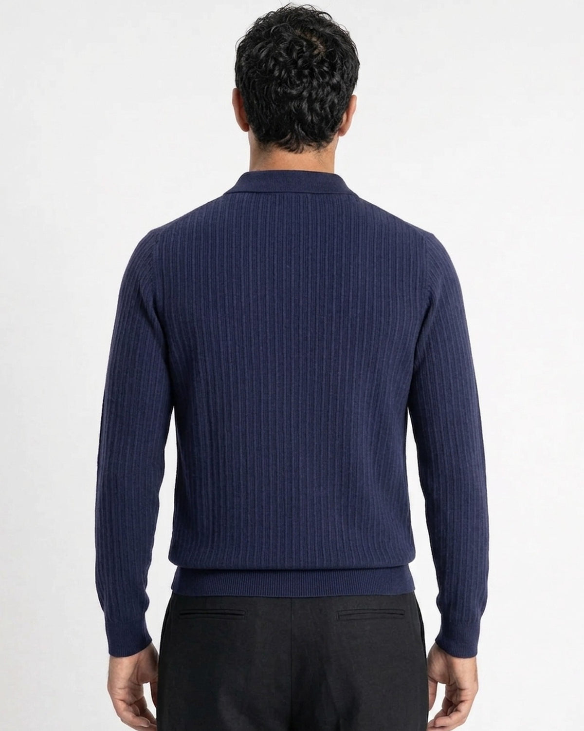Bellagio Ribbed Button-Front Knit Cardigan - Navy