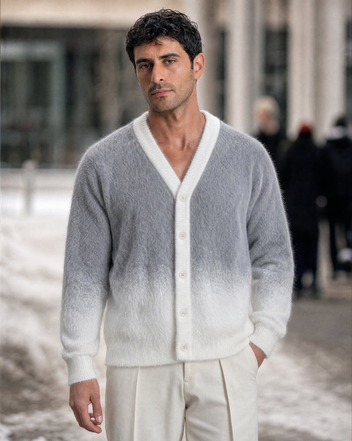 Cortina Brushed Ombre Knit Cardigan - Grey