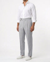 Linen Gurkha Trouser - Light Grey view 3