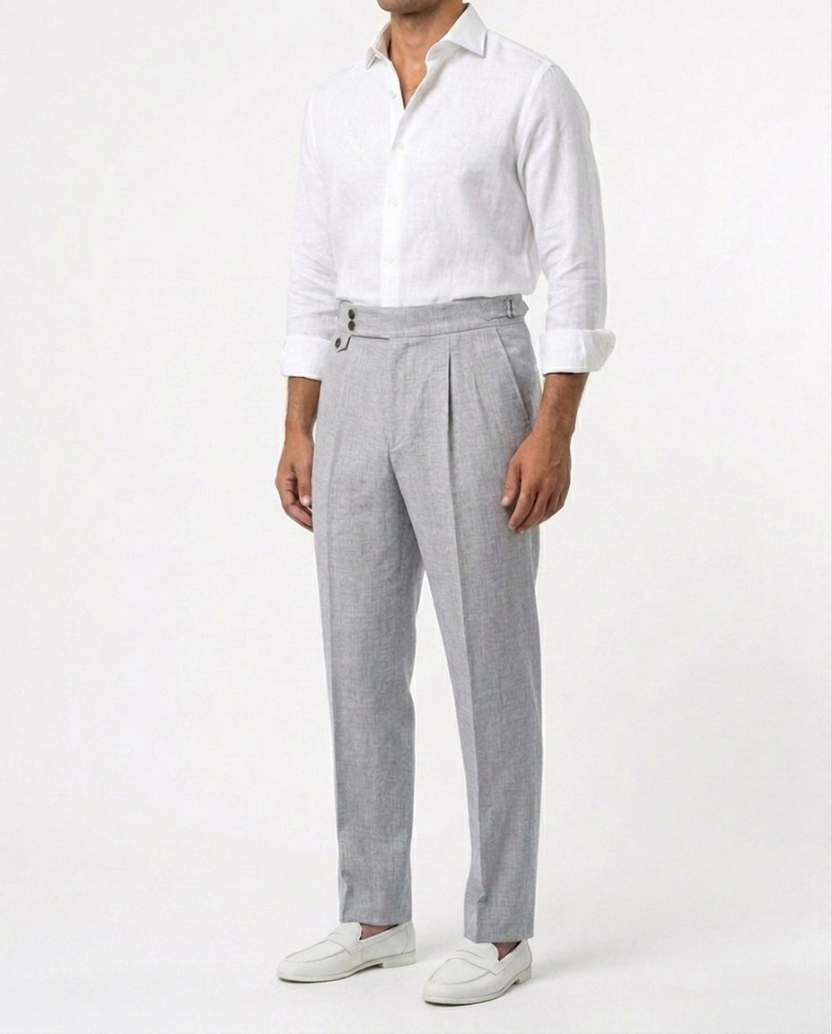 Linen Gurkha Trouser - Light Grey
