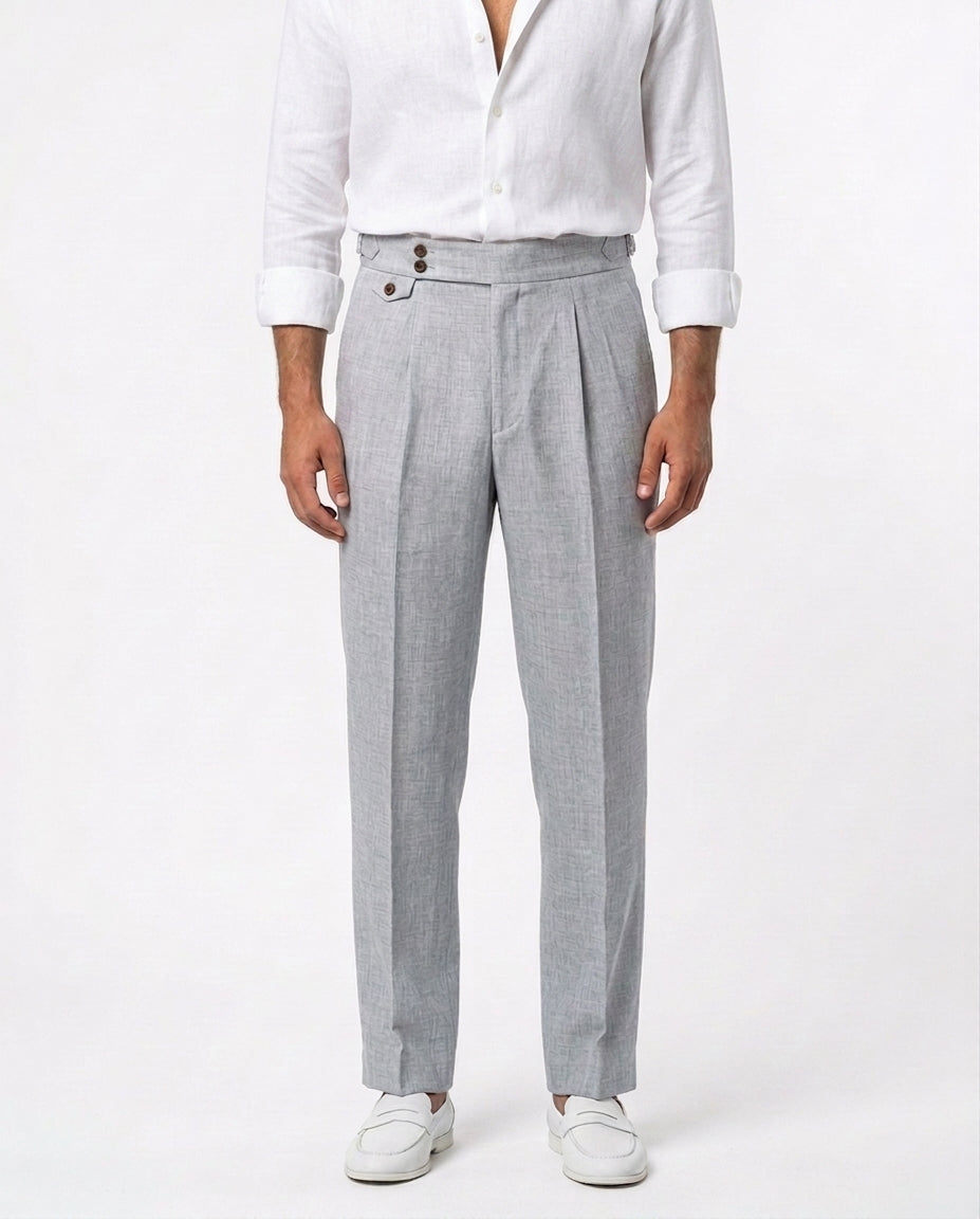 Linen Gurkha Trouser - Light Grey