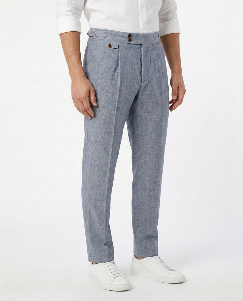 Linen Gurkha Trouser - Blue