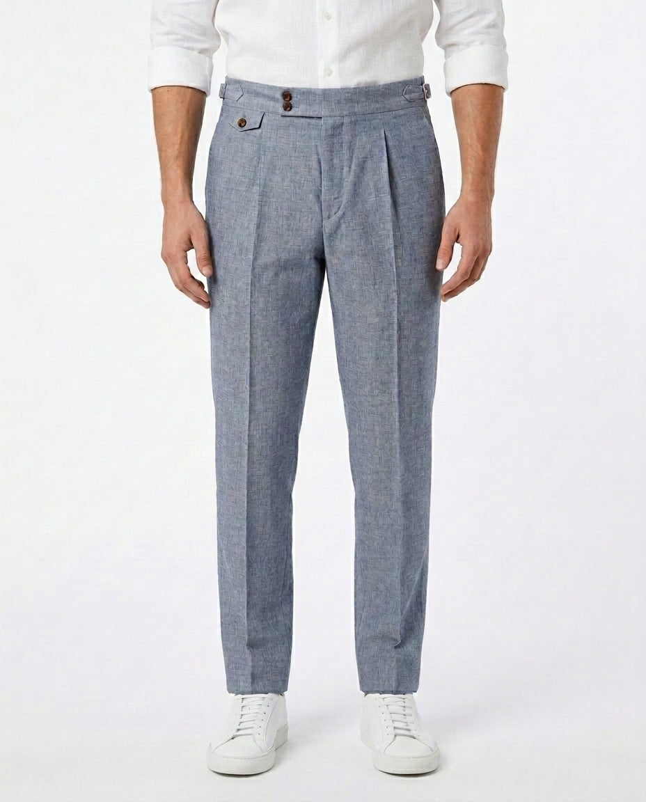 Linen Gurkha Trouser - Blue