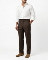 Linen Gurkha Trouser - Brown view 3