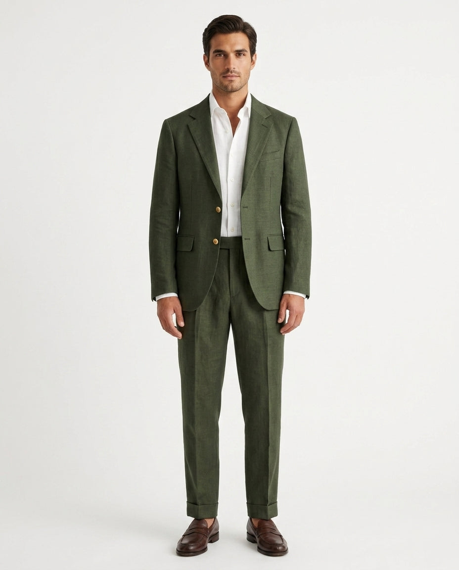 Linen Blazer - Olive