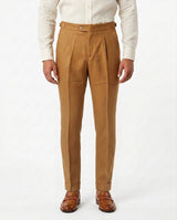 Pleated Linen Trouser - Cognac view 1