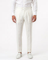 Pleated Linen Trouser - Ivory view 1