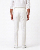 Pleated Linen Trouser - Ivory view 2
