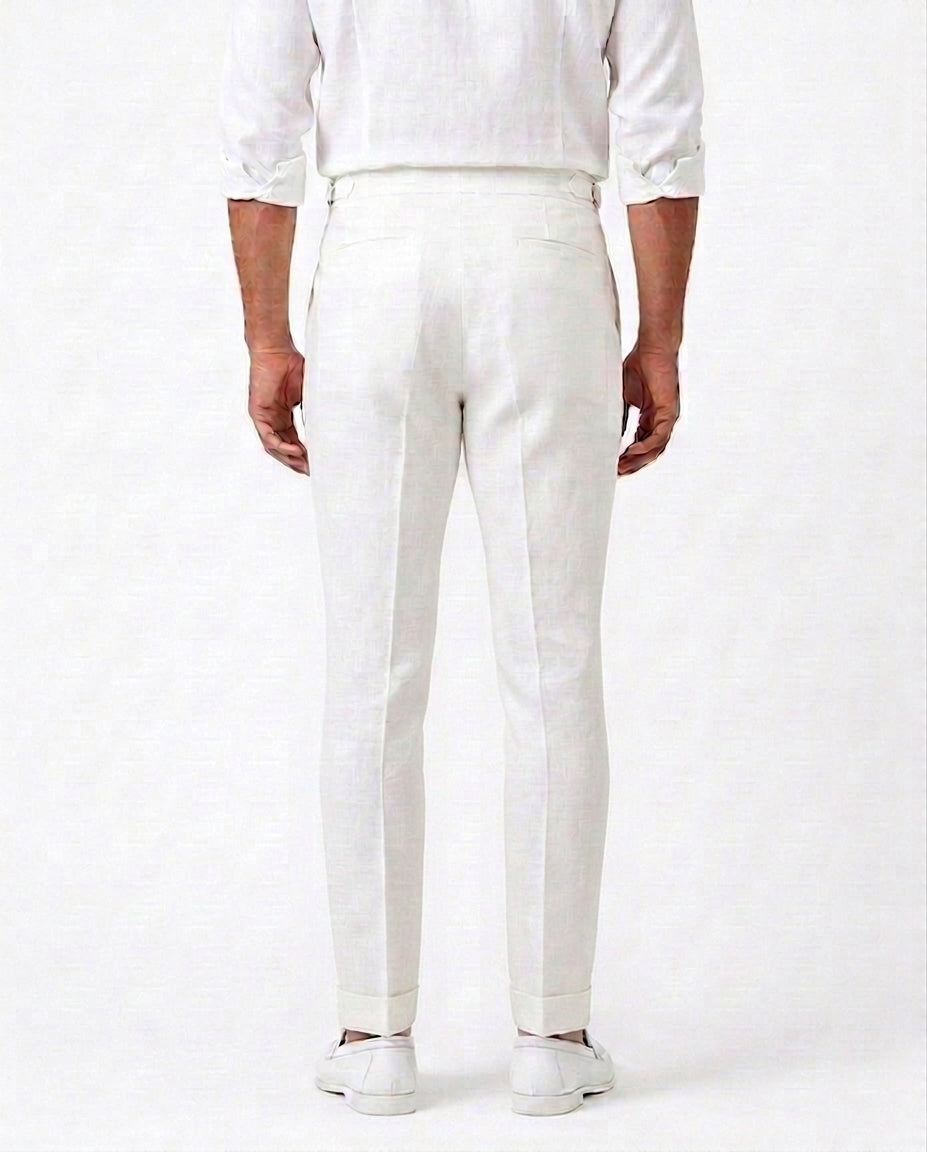 Pleated Linen Trouser - Ivory