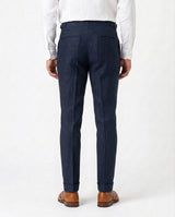 Pleated Linen Trouser - Navy view 2