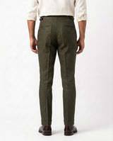 Pleated Linen Trouser - Olive view 2