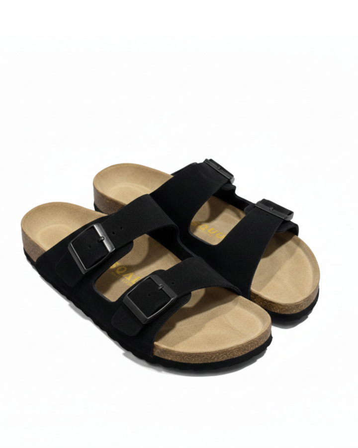 AMALFI SQUALO DOUBLE STRAP SUEDE LEATHER SANDAL 2.0 - BLACK