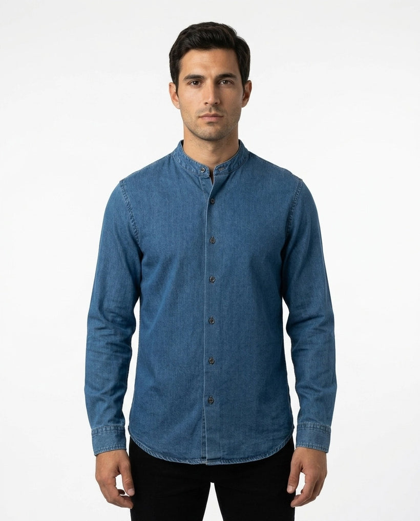 Mandarin Denim Shirt