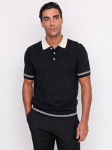Plain Knit Polo - Black view 1