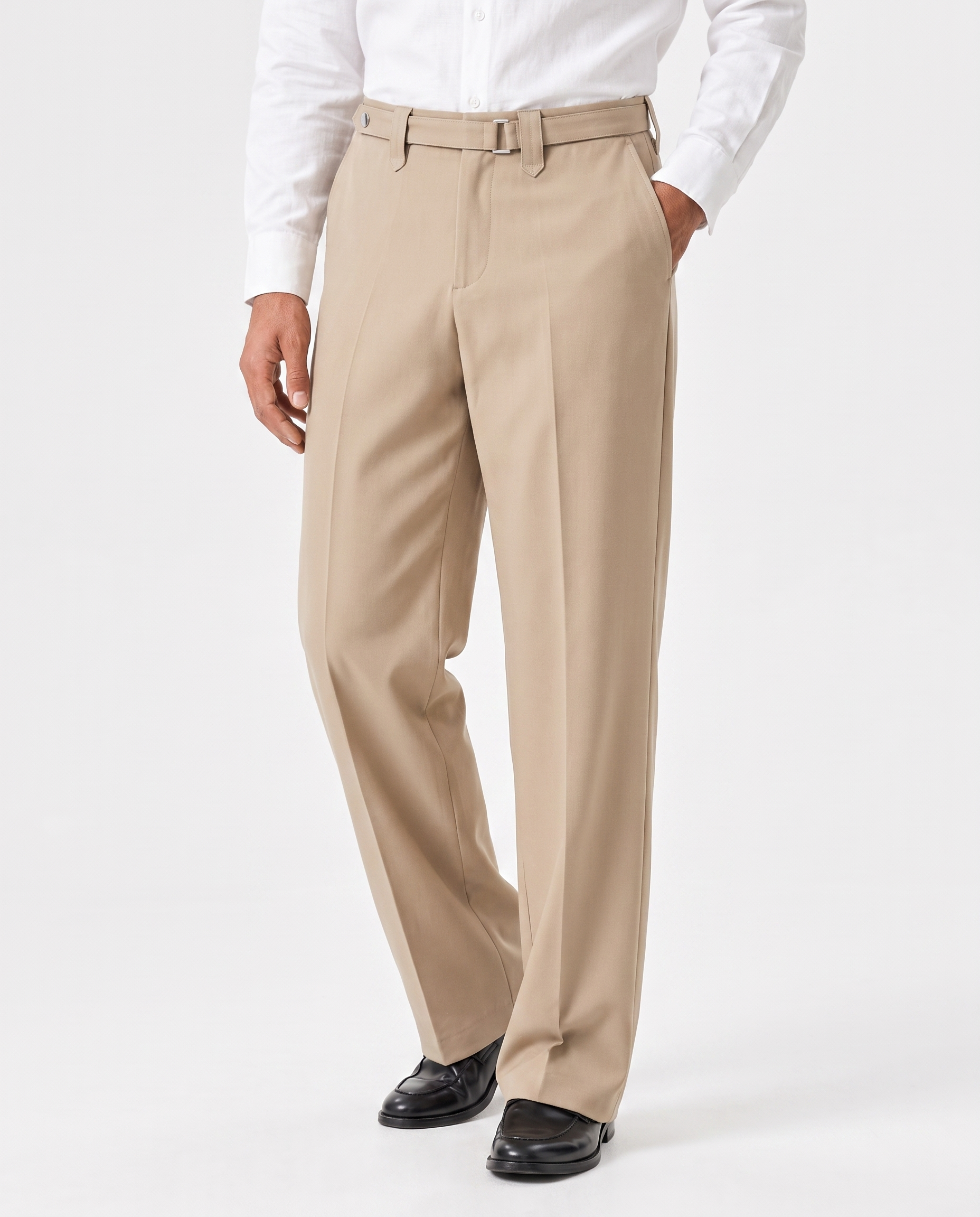 Wide-Leg Trousers, Beige