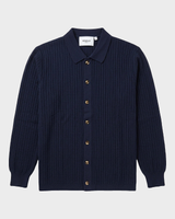 Bellagio Ribbed Button-Front Knit Cardigan - Navy view 4