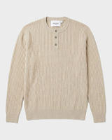 Bergamo Ribbed Three-Button Knit Henley - Beige view 4