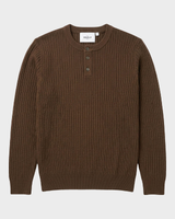 Bergamo Ribbed Three-Button Knit Henley - Brown view 4