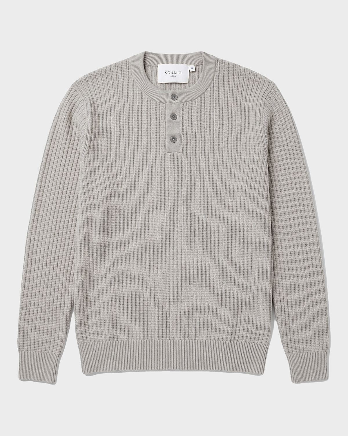 Bergamo Ribbed Three-Button Knit Henley - Grey