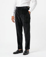 Venezia Pleated Velvet Gurkha Trouser - Black view 3