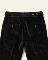 Venezia Pleated Velvet Gurkha Trouser - Black view 6