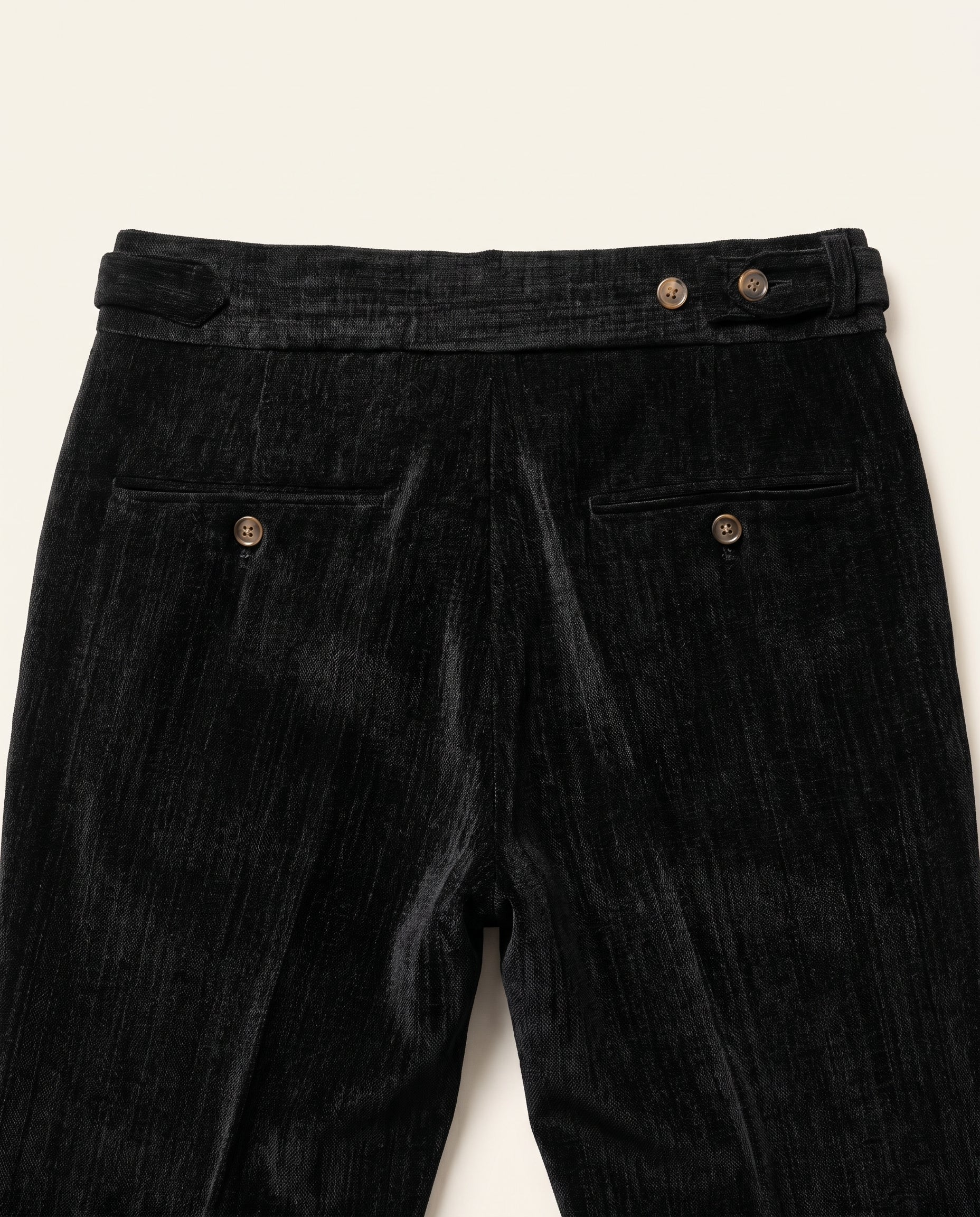 Venezia Pleated Velvet Gurkha Trouser - Black