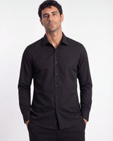 Fermo Non-Iron Stretch Long Sleeve Shirt - Black view 1