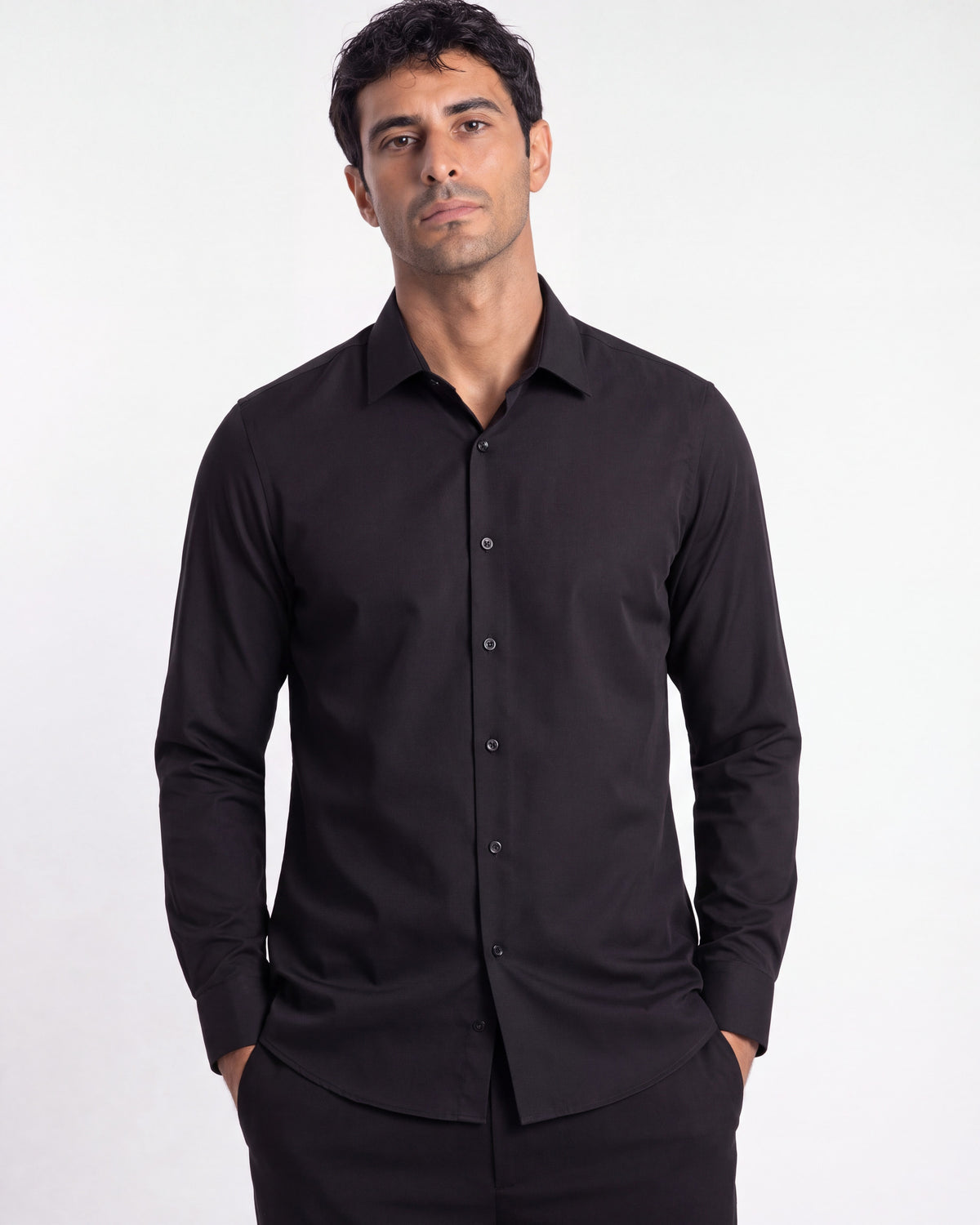 Fermo Non-Iron Stretch Long Sleeve Shirt - Black
