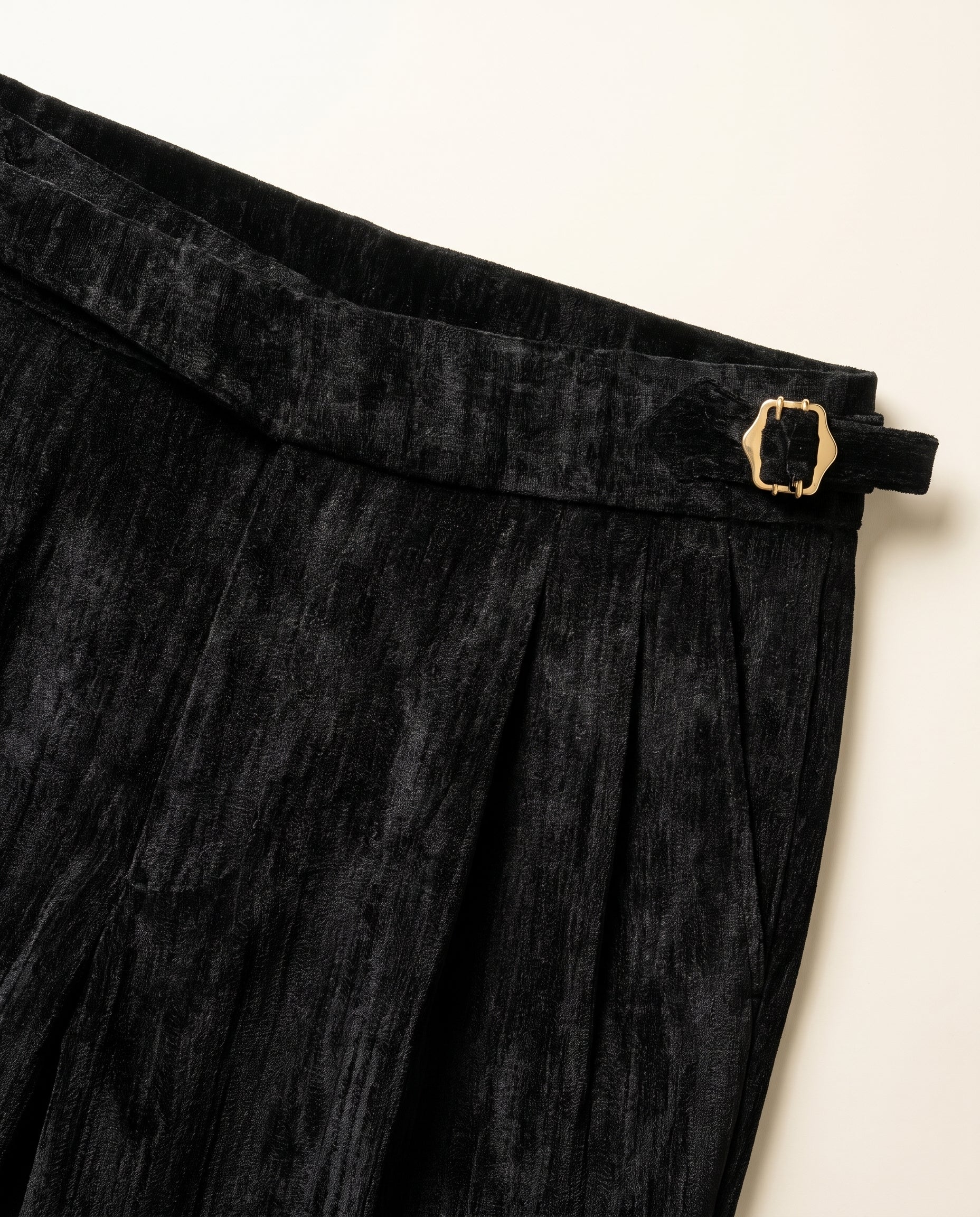 Venezia Pleated Velvet Gurkha Trouser - Black