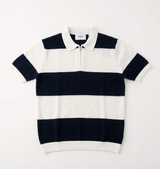 Poloshirt met streep en rits, navy view 4